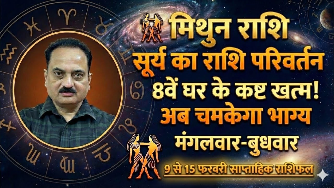 मिथुन राशि: 13 फरवरी से 'भाग्योदय'! सूर्य का राशि परिवर्तन | 8वें घर के कष्ट खत्म | 9-15 Feb 2026