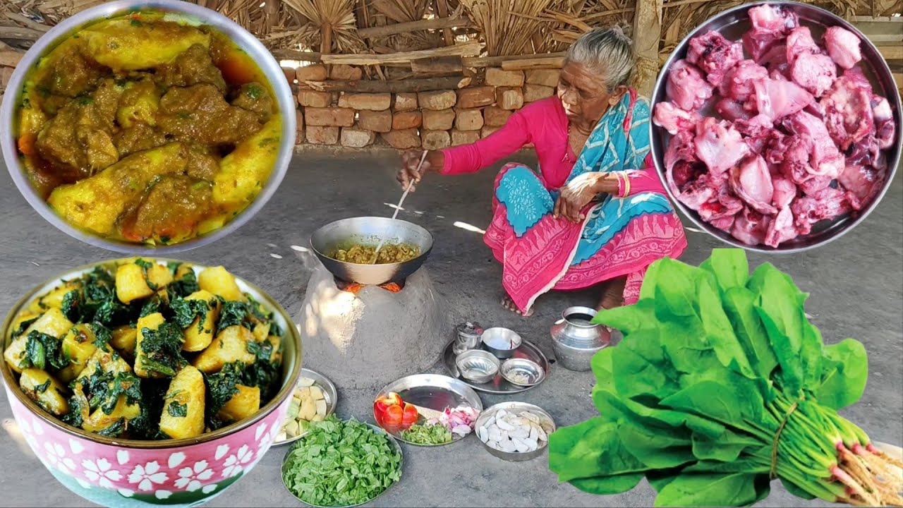 CHICKEN CURRY And VEGETABLE CURRY cooking for lunch eating by our grandma. 