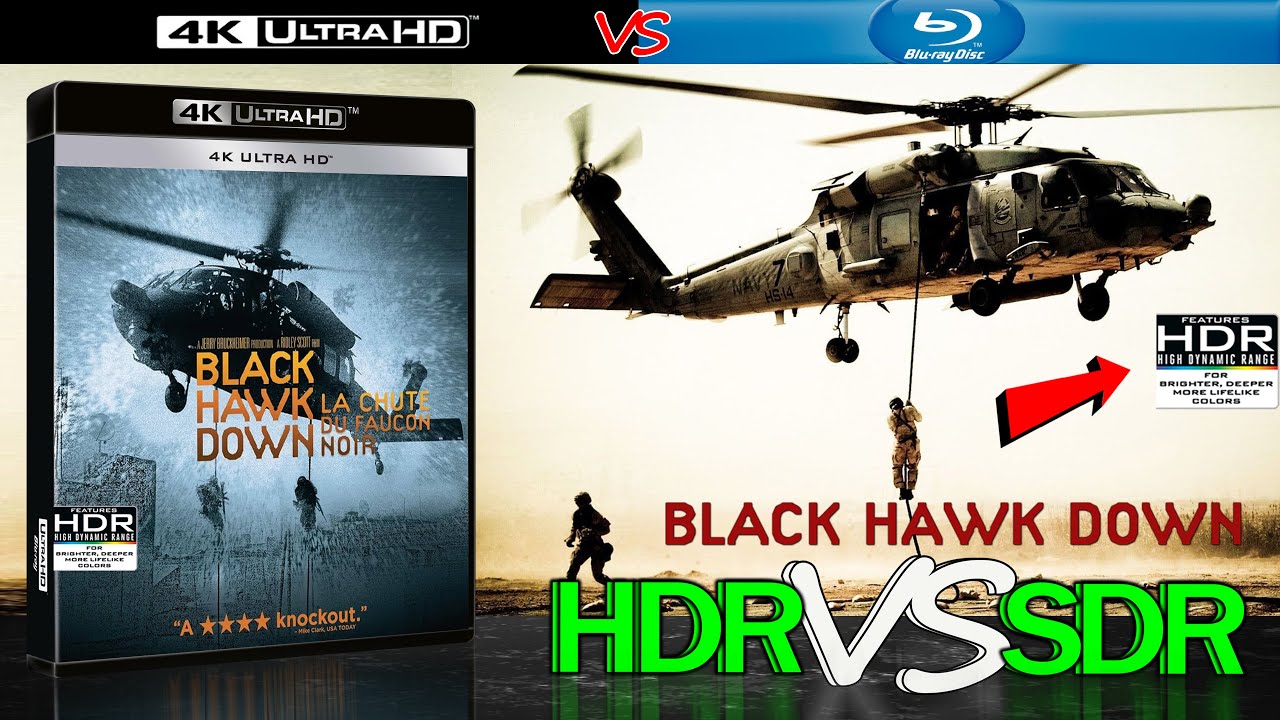 Black Hawk Down 2001 HDR ANALYSIS 4K Blu Ray vs 1080p BD SDR 100nits #TRUE_DIFFERENCE #WATCH_IN_HDR
