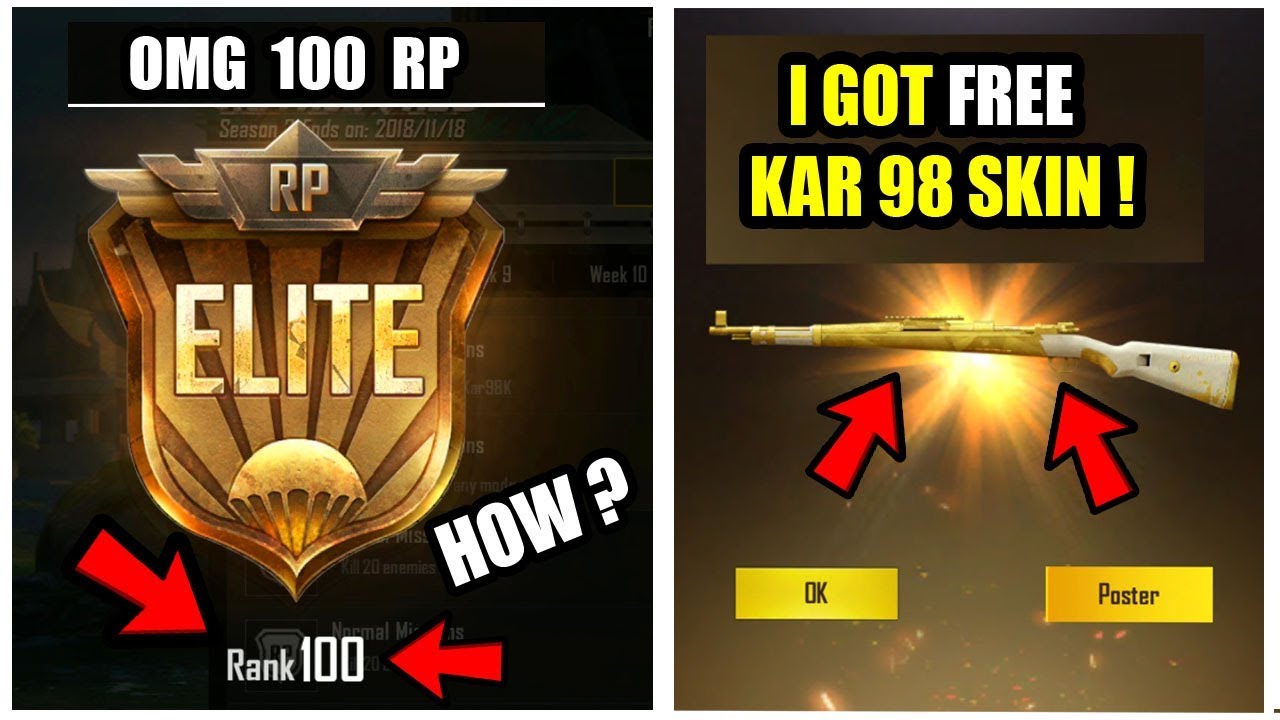 MY RP RANK 100 i GOT KAR98 SKIN IN PUBG MOBILE ! How to increase Fast RP rank IN PUBG