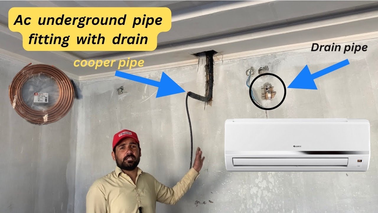 Split ac underground cooper pipe fitting || how to install underground pipe fitting for split ac