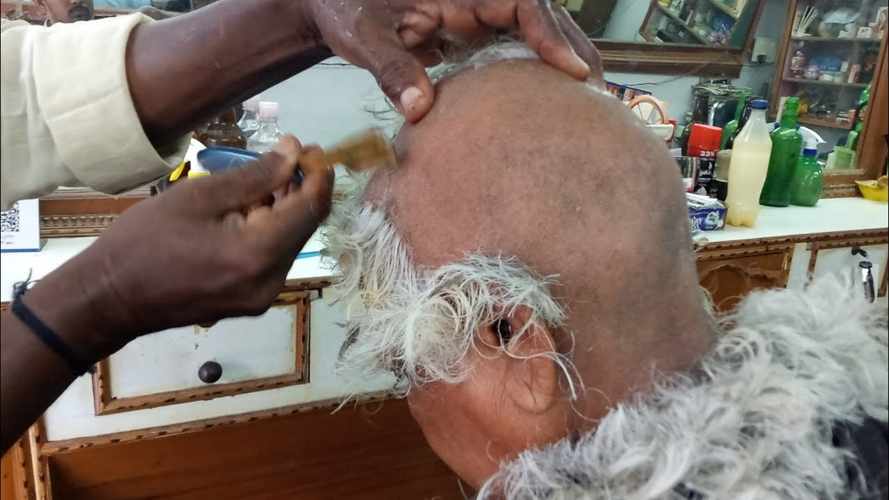 Old women total head clean shaving || asmr || Best Indian Barber in Srk Telugubarber