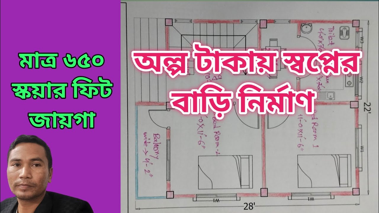 অল্প টাকায় স্বপ্নের বাড়ি নির্মাণ | মাত্র ৬৫০ স্কয়ার ফিট জায়গায় দুই রুমের বাড়ির ডিজাইন এবং খরচ |