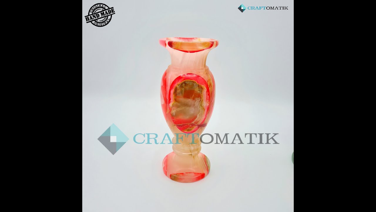 Royal Marble Vase | Flower Pot | Marble Stone 1.1 kg | Hand made | VS01-PK