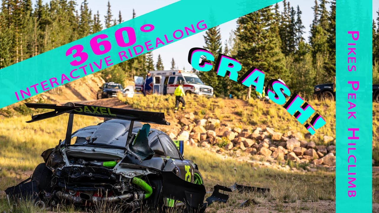 Pikes Peak Violent Crash 360 interactive video from Fastest Pastor in His 997 GT3 Porsche