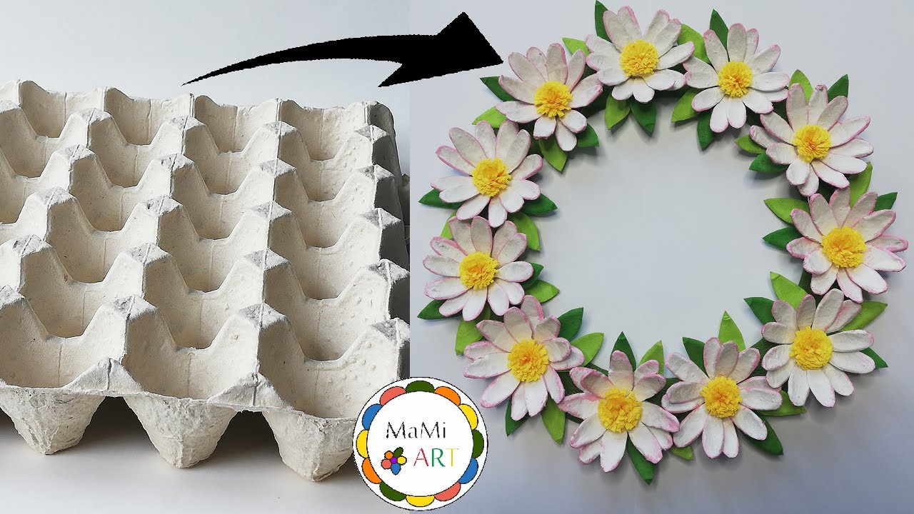 Niesamowite rękodzieło DIY  ♻️🌼🌼 WIOSENNY Wianek ze stokrotkami z opakowań po jajkach ♻️🌼🌼