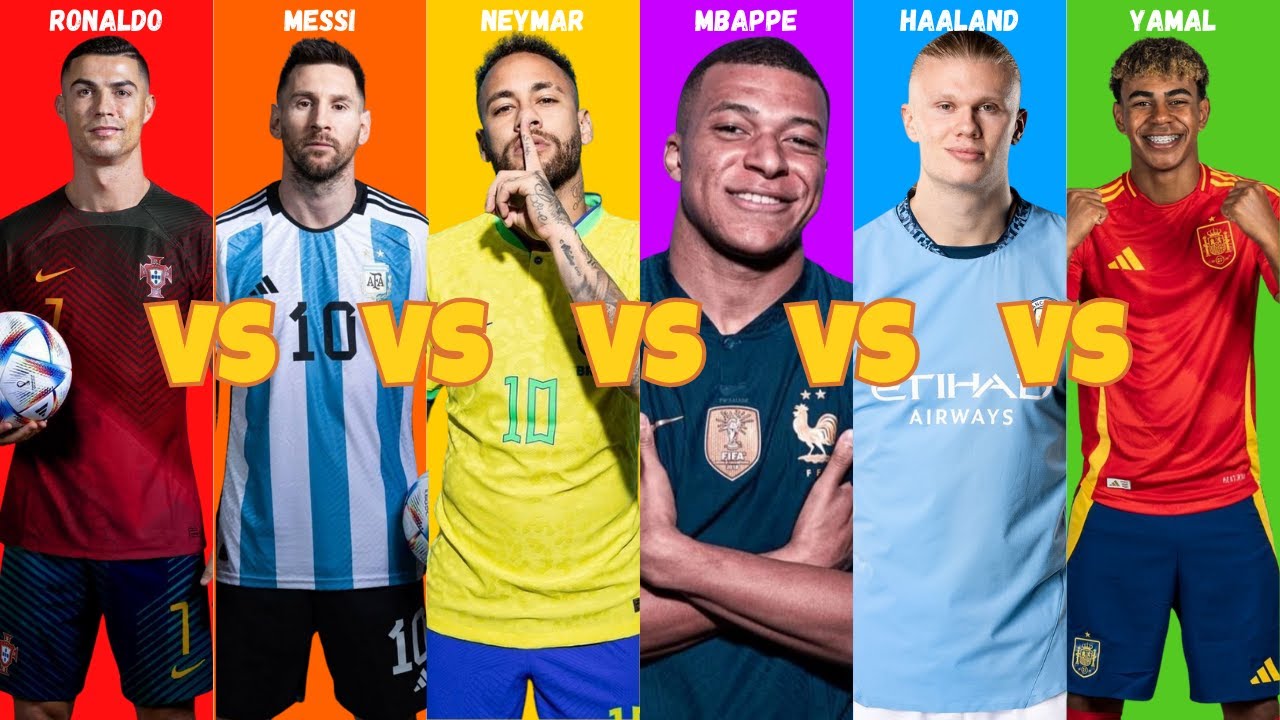 Footballercomparisons: Ronaldo vs Messi vs Neymar vs Mbappe vs Haaland vs Yamal