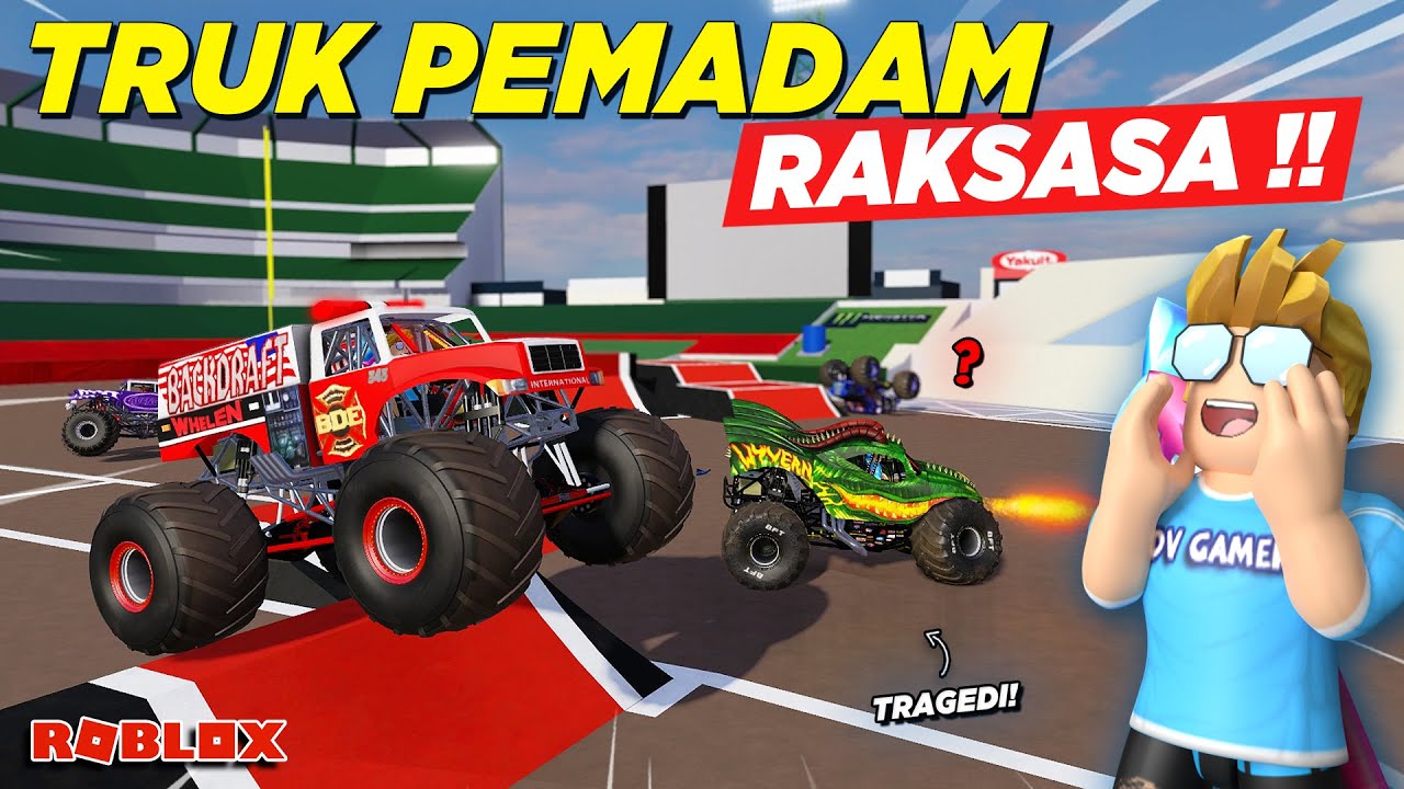 PATROLI NAIK TRUK PEMADAM RAKSASA MALAH TRAGEDI !! ROLEPLAY TRUK MONSTER - Roblox Indonesia