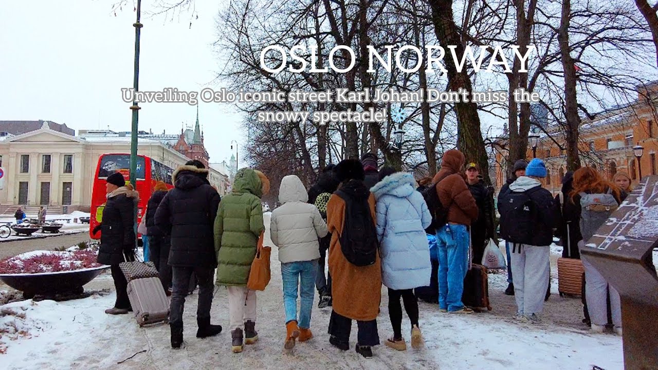 OSLO NORWAY -DON`T MISS!! Unveiling Oslo's Iconic Street: KARL JOHAN the Snowy Spectacle❄ 4K/60ftp