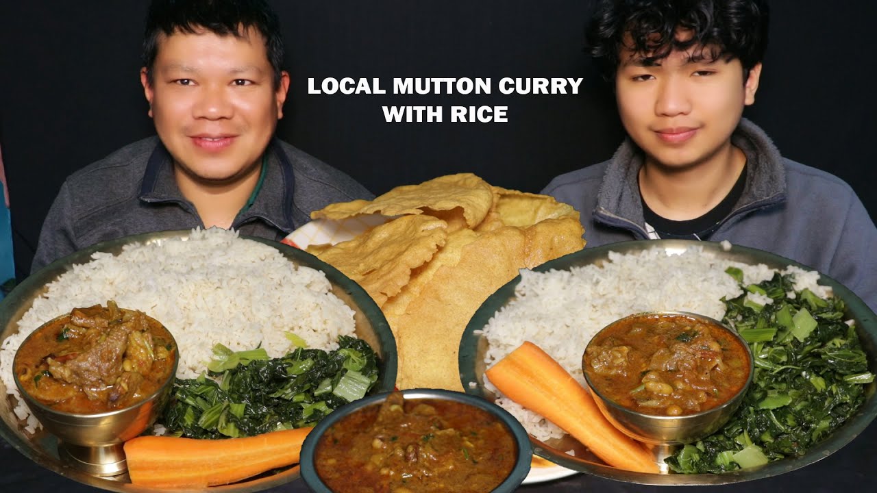 LOCAL KHASI KO MASU BHAT EATING ll MUTTON CURRY WITH RICE ll NEPALI KHANA MUKBANG @tham_thapa