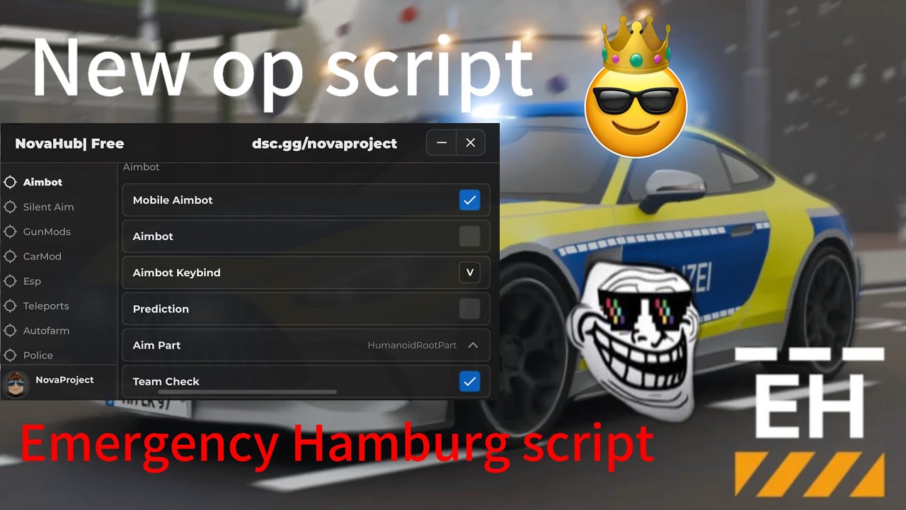 A New Op Emergency Hamburg Script (Pastebin) Aimbot + Autofarm Op + Esp + Car-mod + Gun-mode