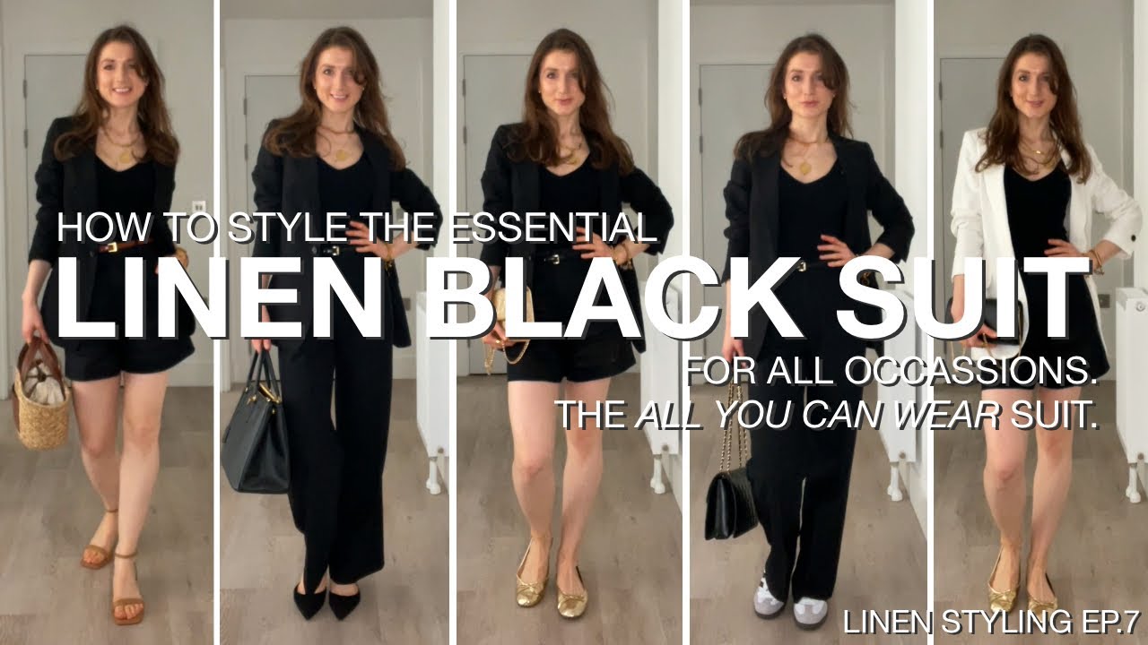Styling H&M&rsquo;s TIMELESS BLACK LINEN SUIT for ALL OCCASSIONS. Linen Series Ep.7