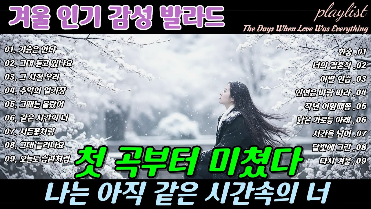 playlist | ❄️ 첫 곡부터 미쳤다 🎶 나는 아직 같은 시간속의 너, Still You, Same Time Breakup Ballads | 겨울 감성 이별 발라드 명곡