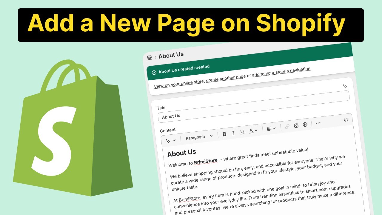 Как добавить страницу на Shopify и добавить страницы в меню в Shopify