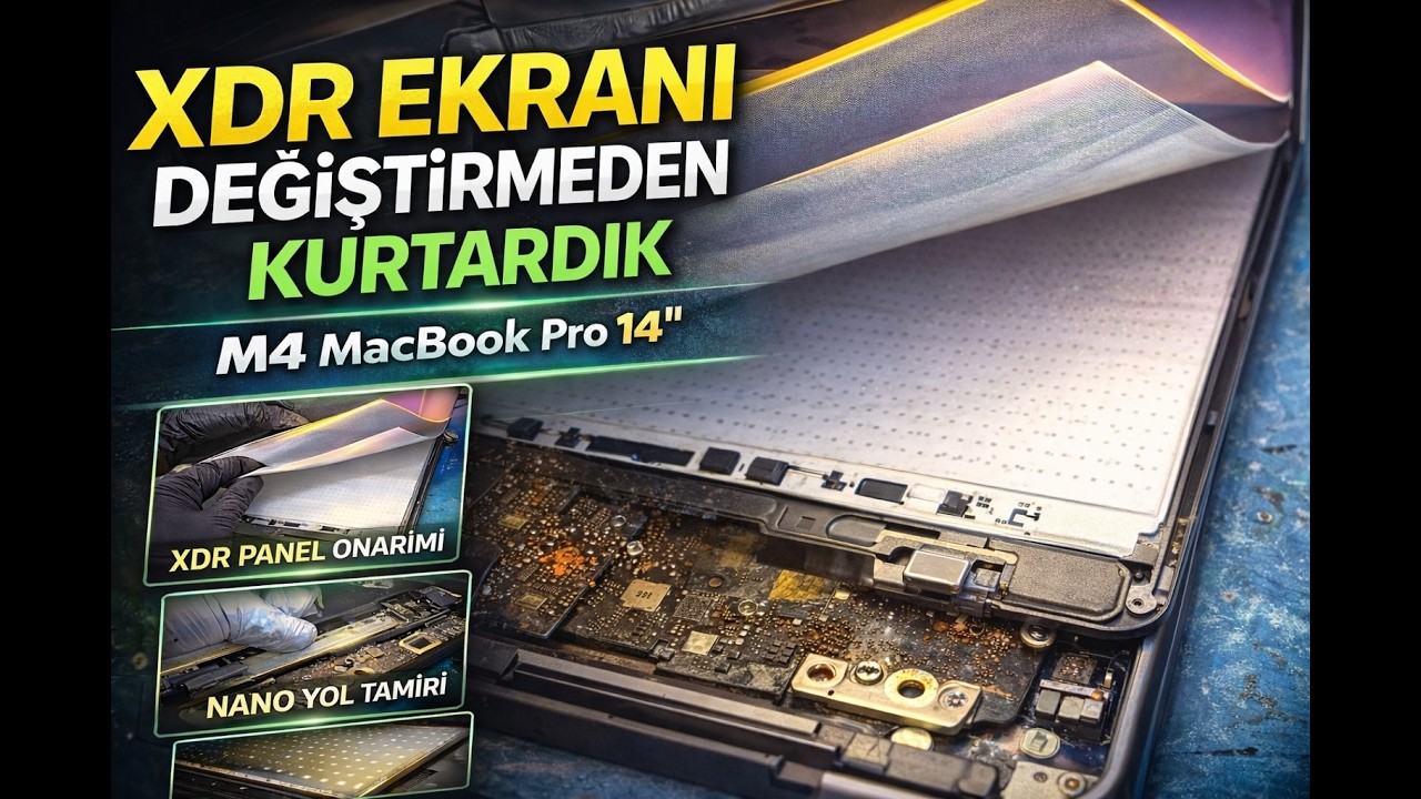 M4 MacBook Pro 14” XDR Ekran Onarımı | Sıvı Teması Sonrası Detaylı Kurtarma