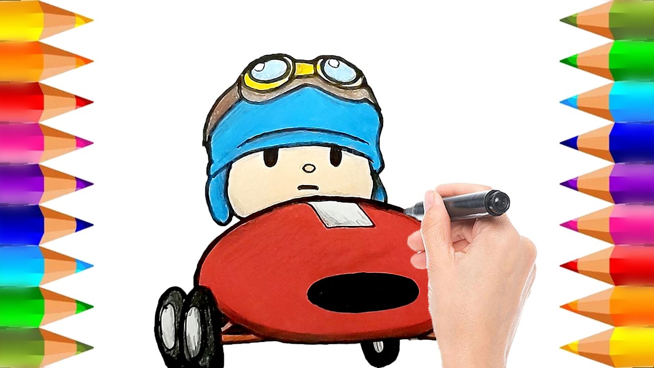 Pocoy&oacute; - Carrera de Coches | Dibujo para Dibujar y Colorear | Dibujos para ni&ntilde;os