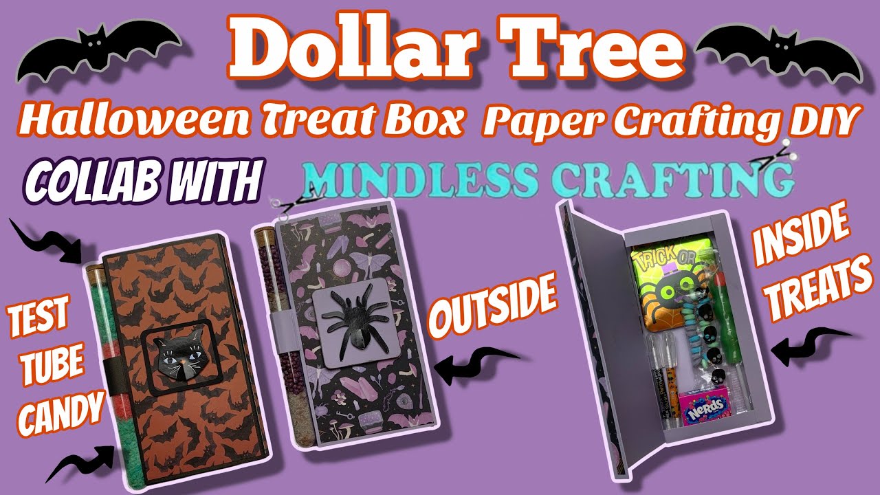 Dollar Tree Halloween TEST TUBE CANDY Treat Box Paper Crafting DIY | Collab with Mindless Crafting