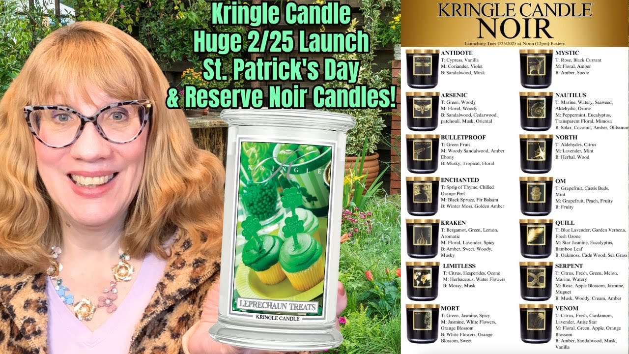 Kringle Candle Huge 2/25 Launch St. Patrick's Day & Reserve Noir Candles!
