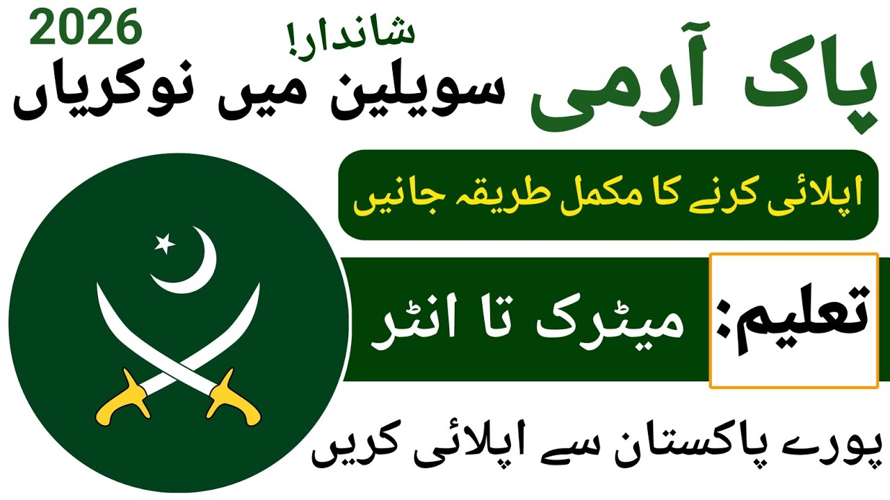 Pakistan Army New Jobs 2026 | Apply from All Over Pakistan | Matric & Intermediate Eligible