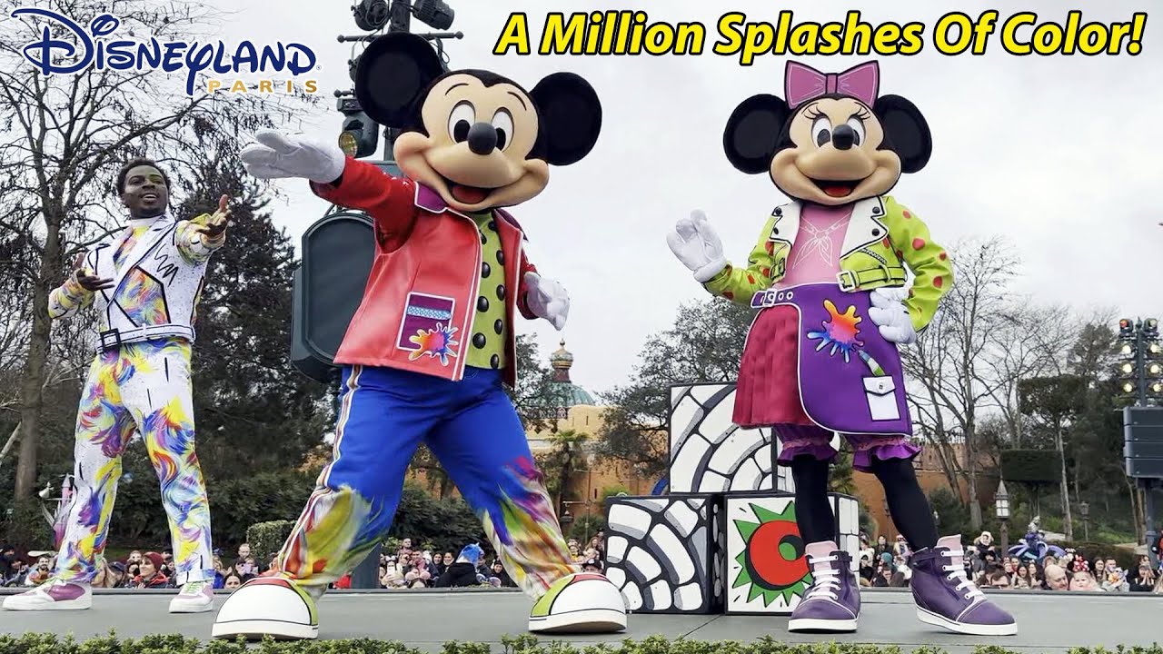 A Million Splashes Of Colour: New Show at Disneyland Paris with Central Plaza Show Stop - 2024 (4K)