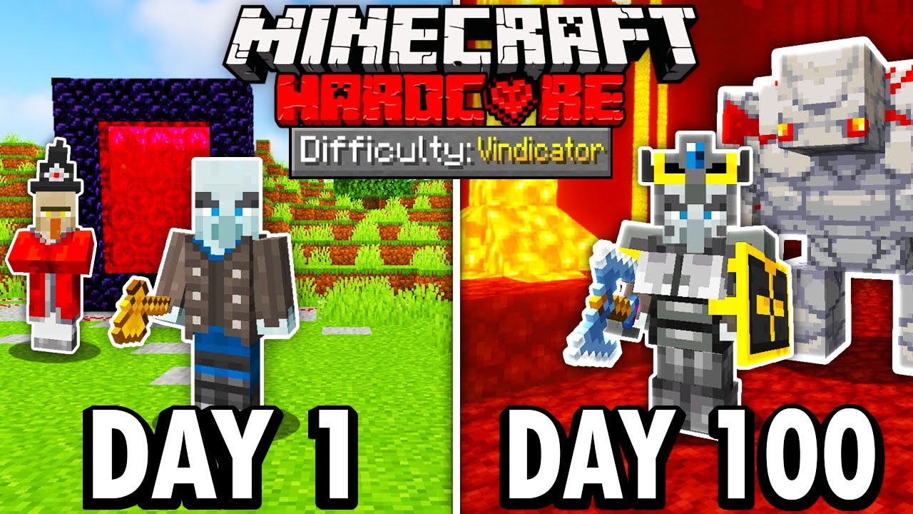 I Survived 100 Days as a VINDICATOR in Hardcore Minecraft... Here&rsquo;s What Happened