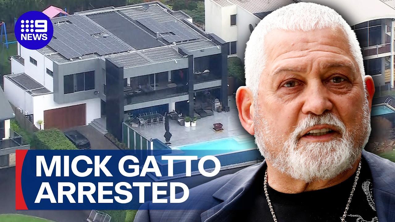 Mick Gatto arrested in relation to alleged financial offences | 9 News Australia