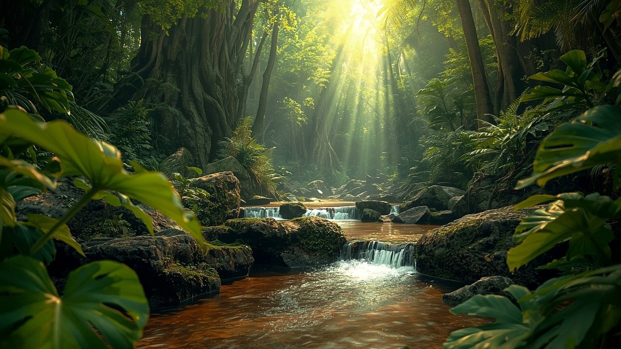 Soothing Forest Sounds, Flowing Stream, Gentle Water and Birds Chirping for Deep Relaxation