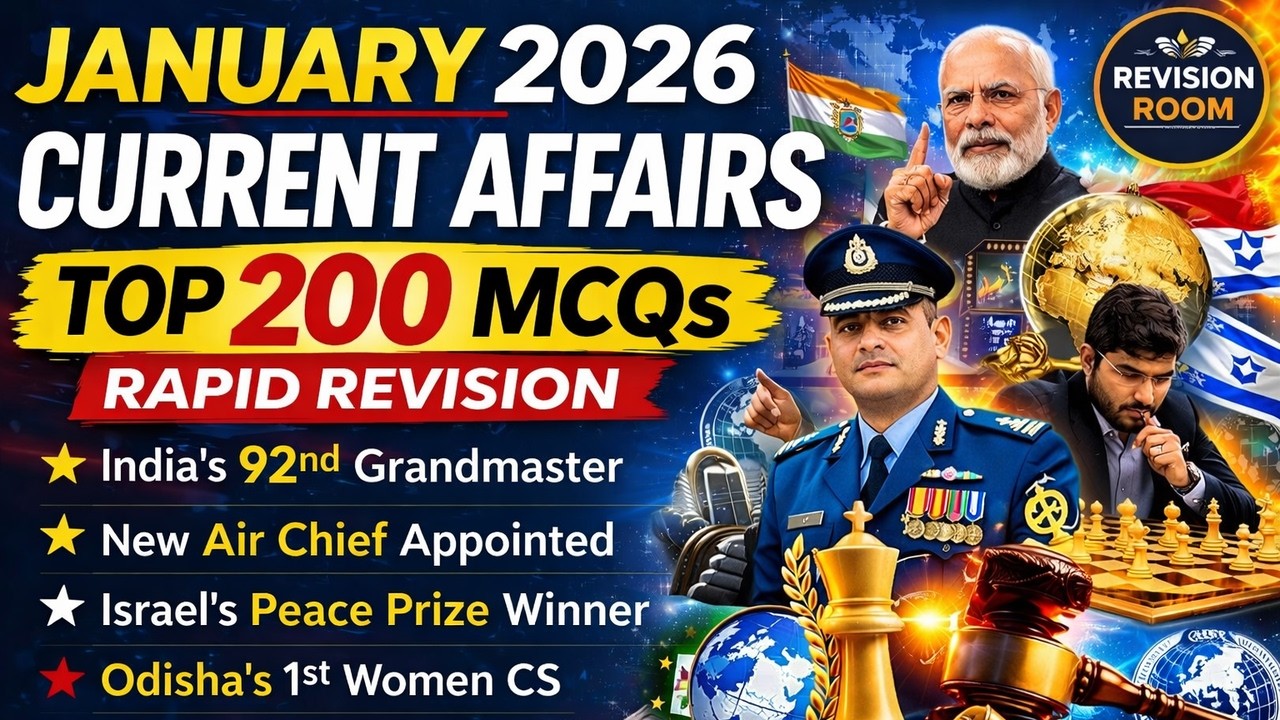 January 2026 | Monthly Current Affairs | Top 200+ MCQs For All Exams | January One Shot Monthly CA