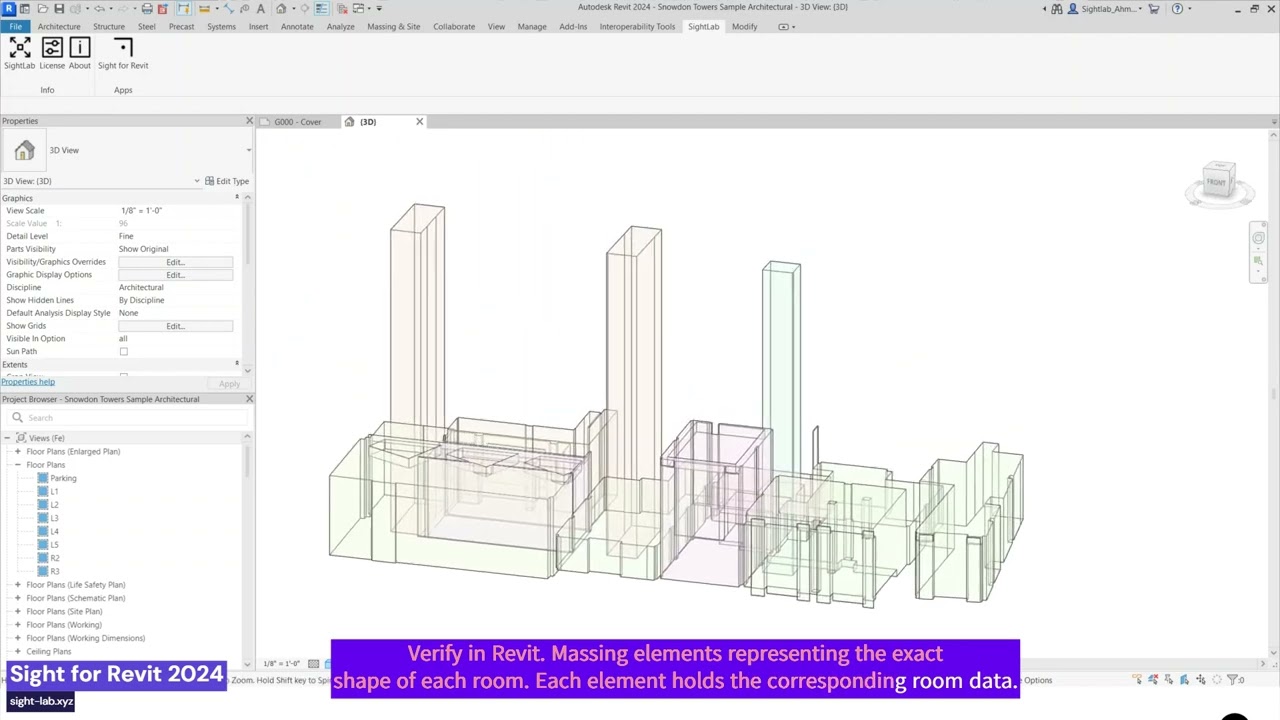 Create 3D Geometries from Rooms with Sight for Revit 2024