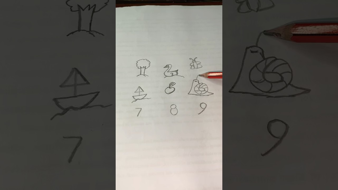 Number art 1 to 9 number drawing/How to draw pictures from numbers #shorts #easydrawing #art #easy