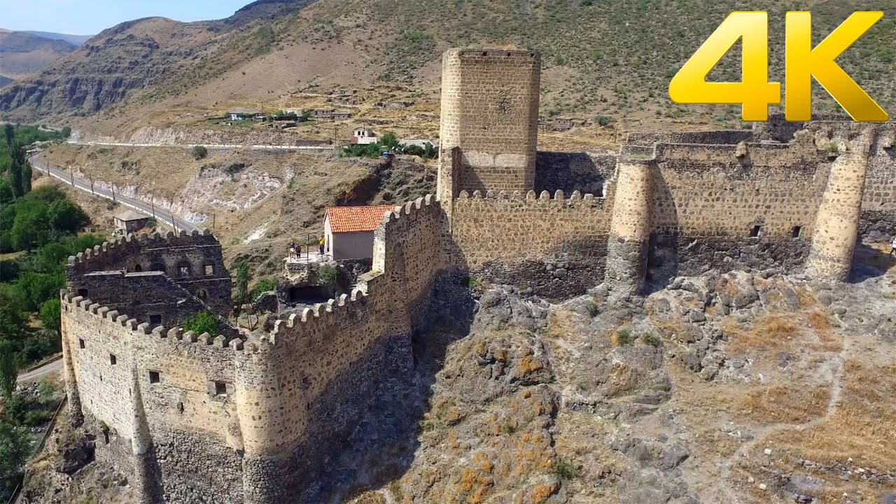 Khertvisi Fortress / ხერთვისის ციხე / Крепость Хертвиси / - 4K aerial video footage DJI Inspire 1
