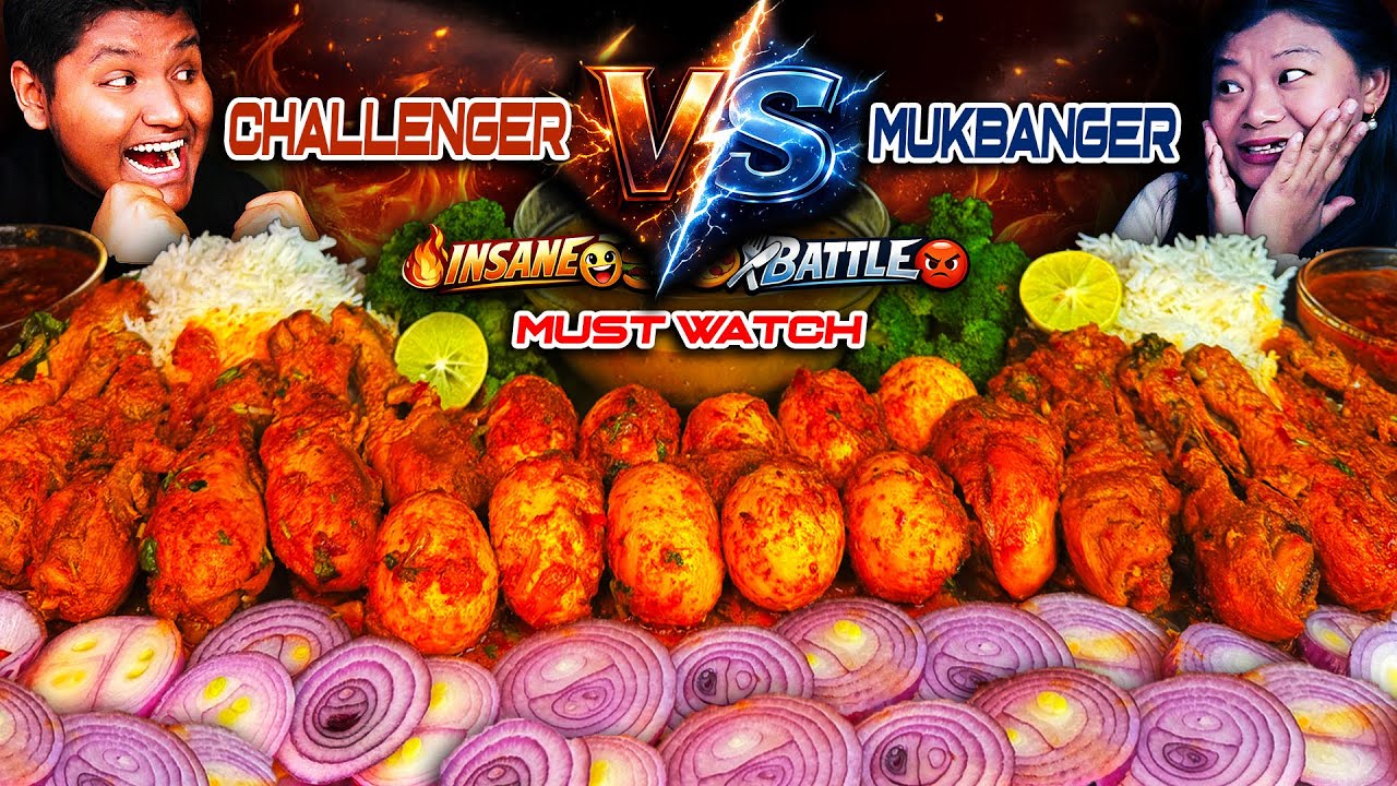 Mukbanger vs Food Challenger🤯 Who Won!🤩Food Challenge with Punishment🔥Spicy Chicken & Egg Curry🥵