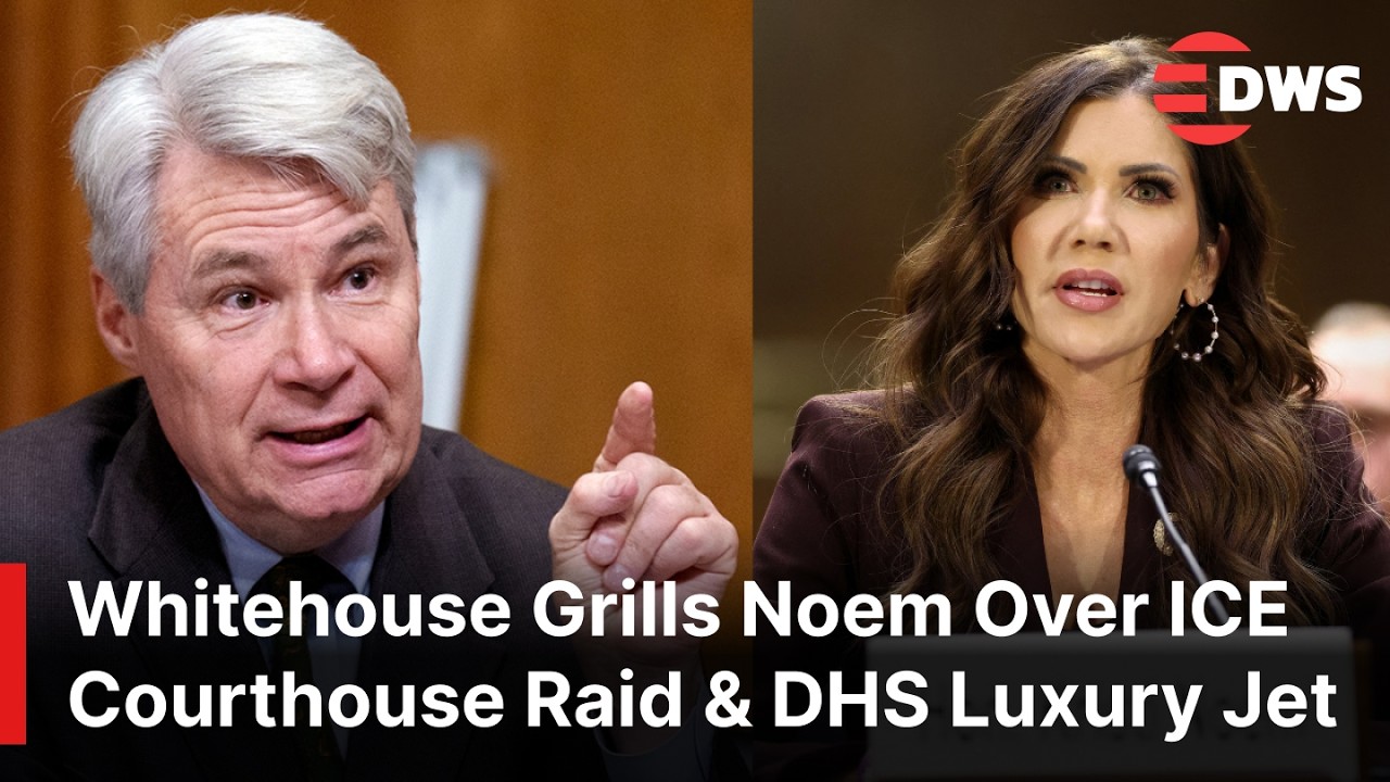 HEATED CLASH: Sen. Whitehouse Grills Noem Over ICE Courthouse Raid & DHS Luxury Jet |DWS News | AC1E
