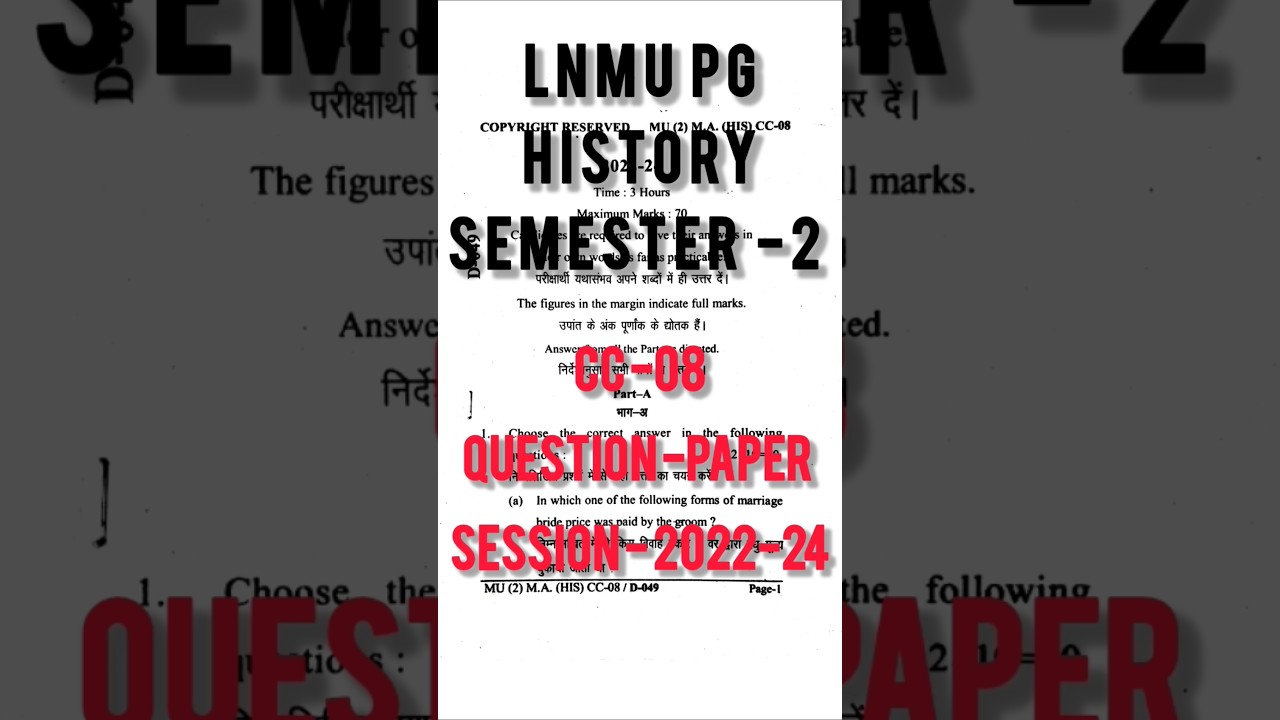LNMU PG history second semester//CC-8 question paper //session 2022-24#lnmu #shorts #pg