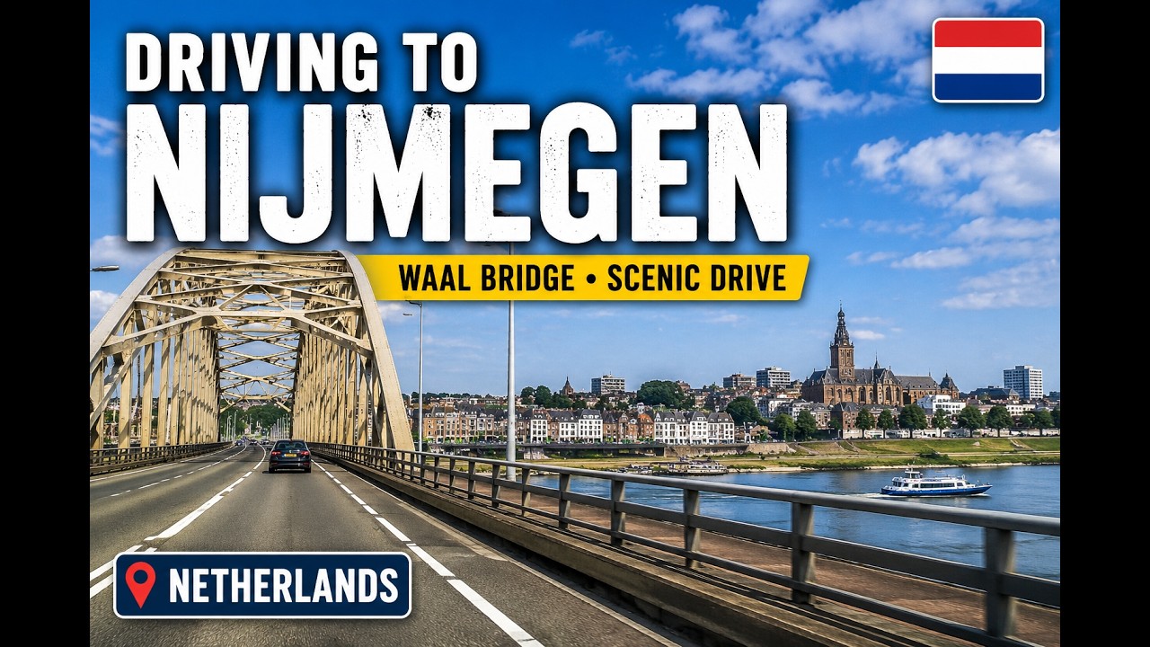 Driving Across Waal Bridge to Nijmegen 🇳🇱 | Scenic Drive in the Netherlands