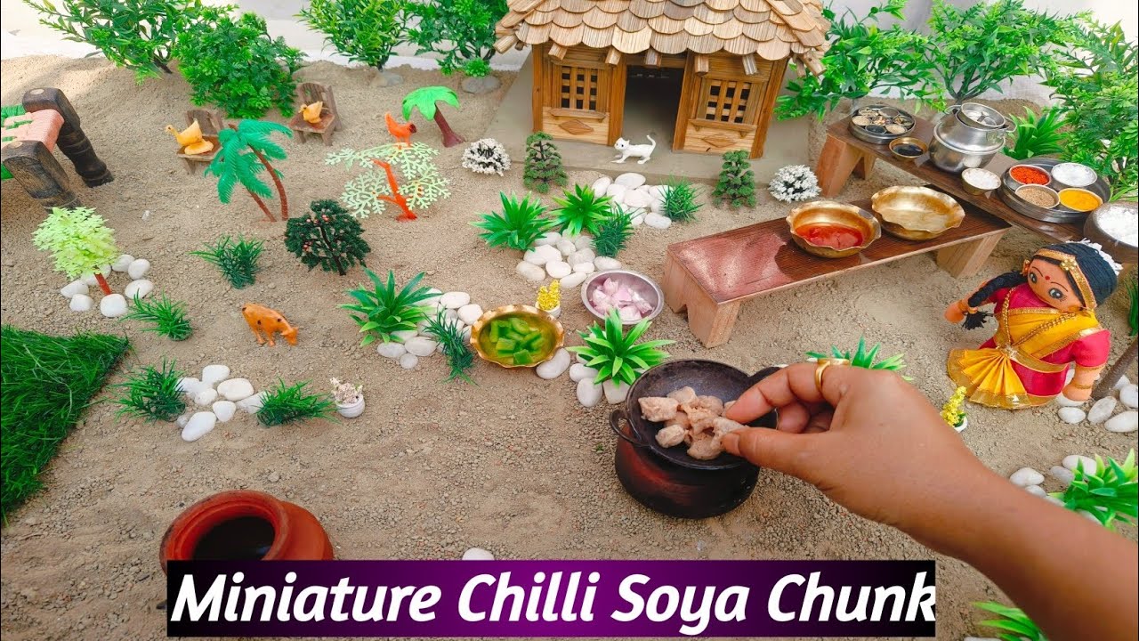 Miniature Chilli Soya Chunk ll Mini Veg Recipe ll Chilli Soyabean Recipe ll Tiny Tawa 