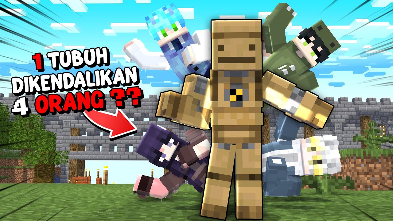 MINECRAFT Tapi 1 Tubuh 4 YouTuber!! Ganti Kontrol & Harus Tamatin Minecraft! 😂🤣