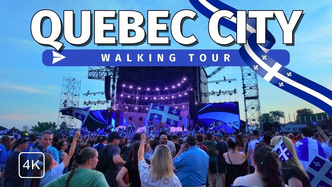 Quebec City Walk on Saint-Jean-Baptiste Day | 4K60fps Tour with Captions