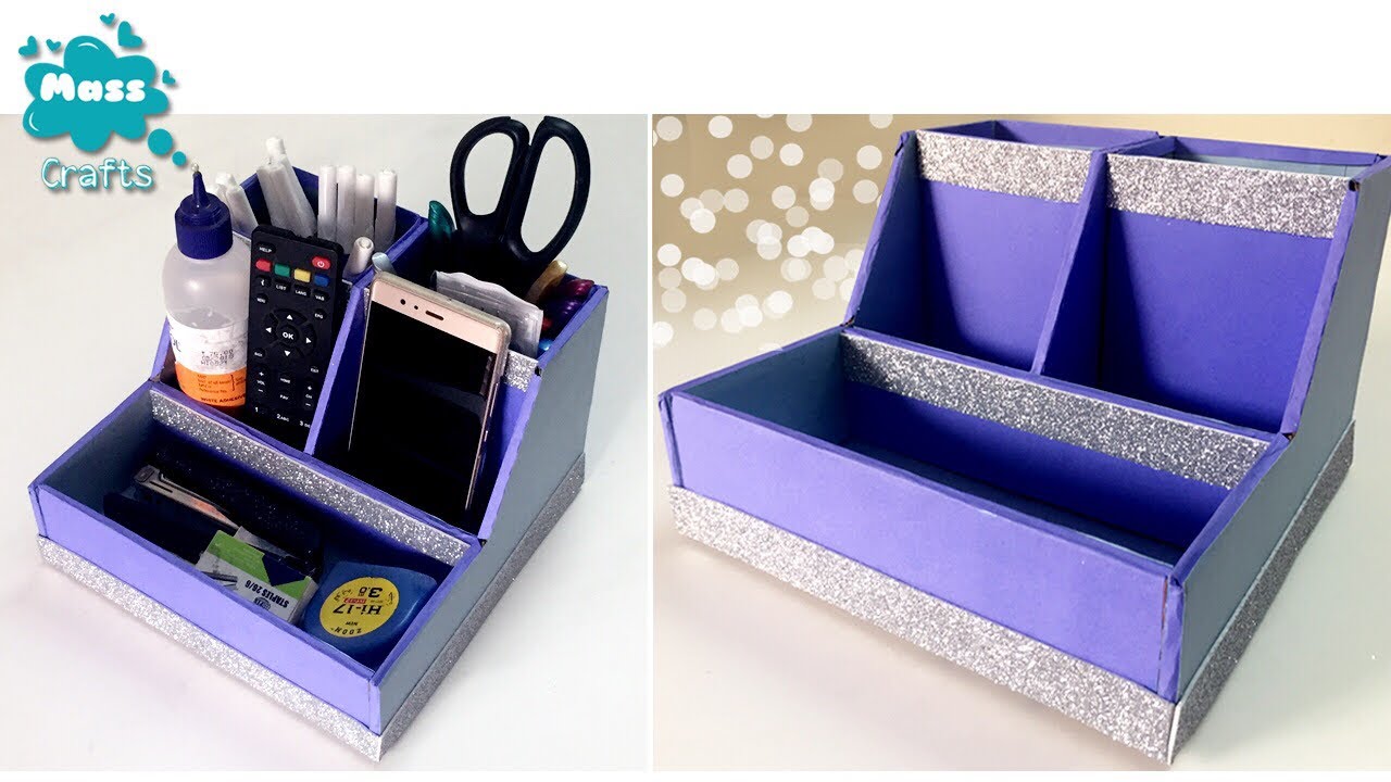 How to make Pen Holder & Mobile Holder with waste material | Diy Desk Organiser