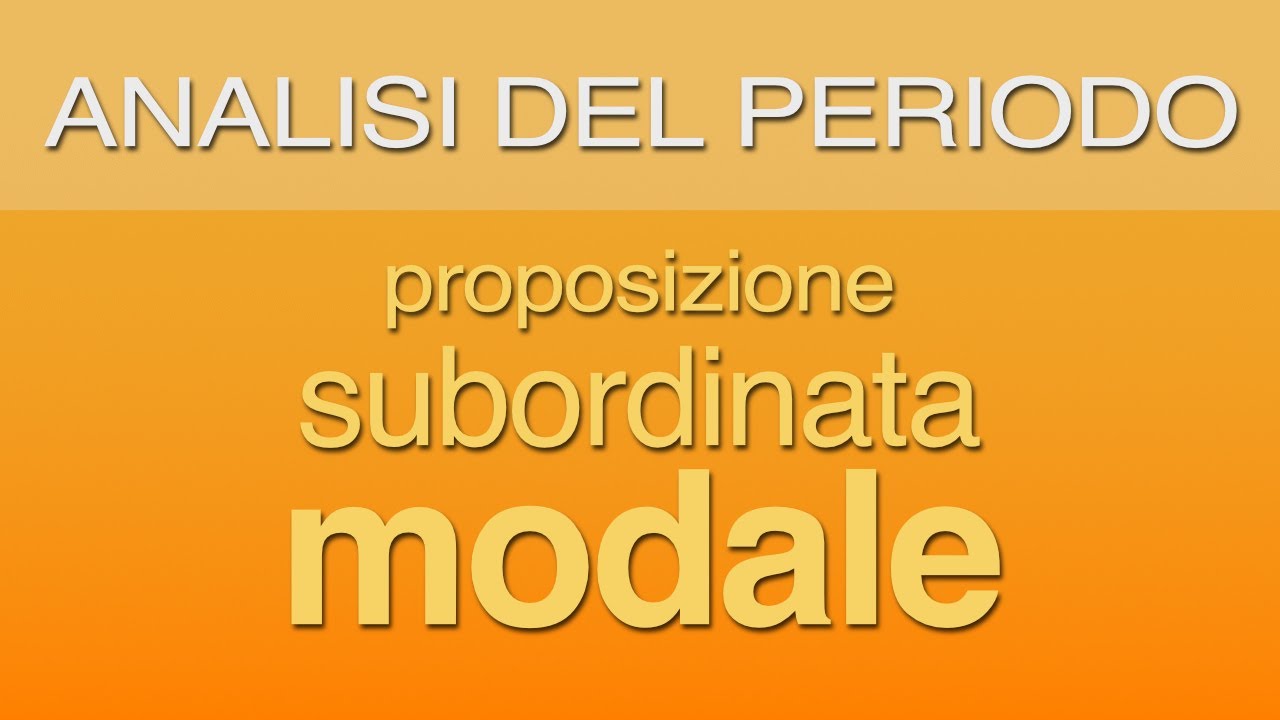 Proposizione subordinata modale