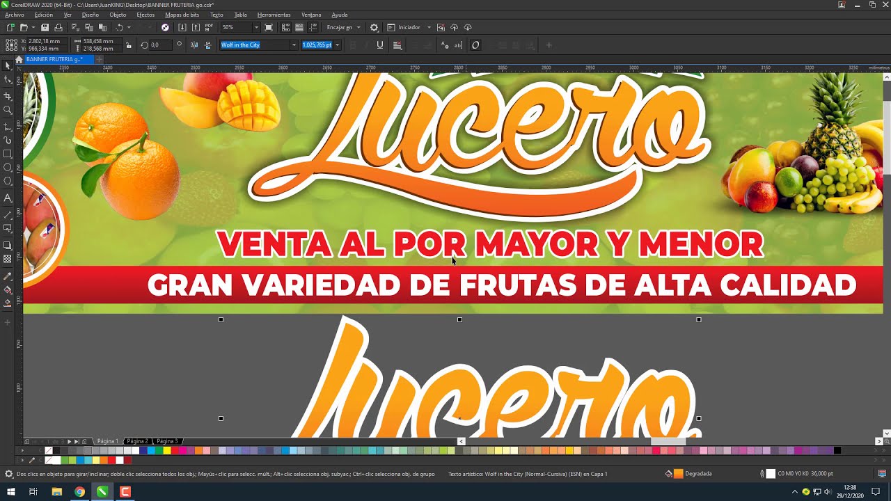Diseño de Gigantografia Banner Fruteria Exportar en TIF Trabajar en Escala Correctamente