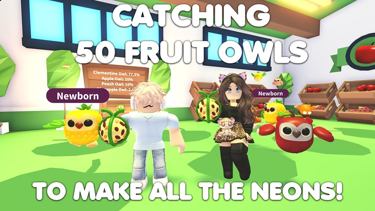Поймать 50 фруктовых сов, чтобы сделать их ВСЕ НЕОНОВЫМИ! В игре Adopt Me! *ТАКОЙ ПОВЕЗЛО*