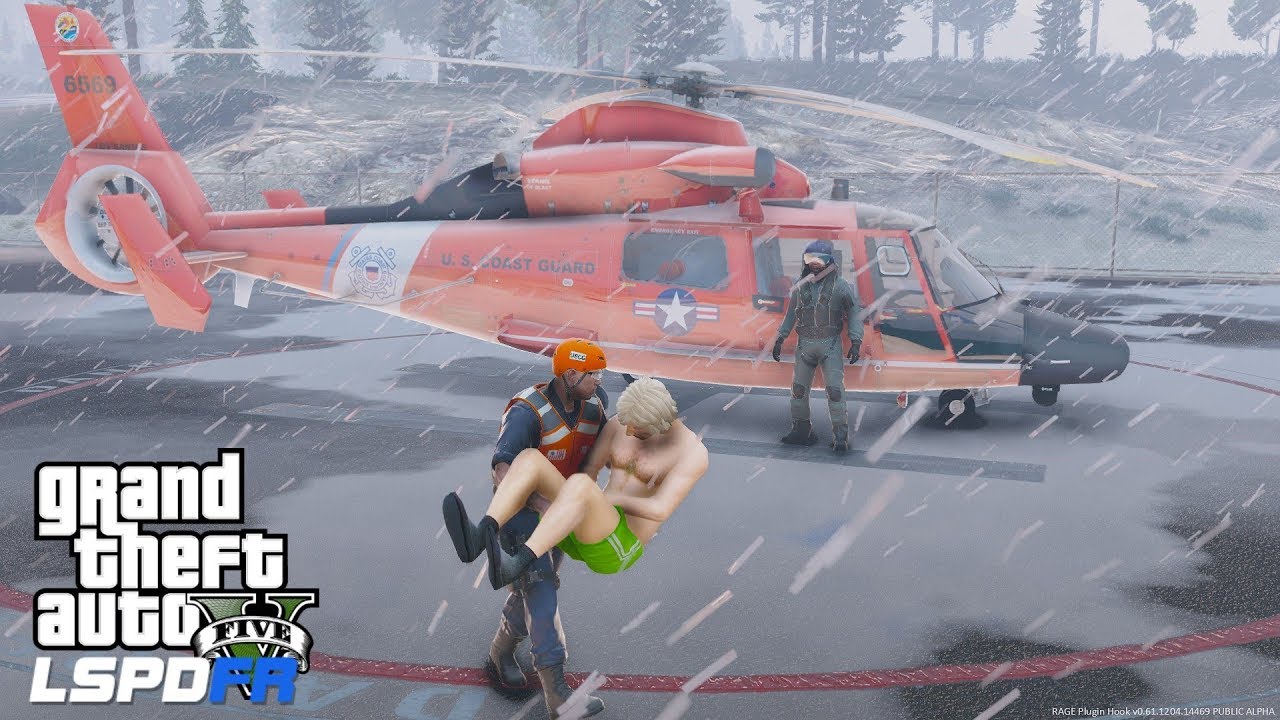 Береговые вызовы LSPDFR в GTA 5: Я пытался его спасти — спасательный катер береговой охраны букси...