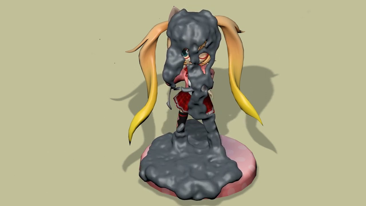 A anime figurine was messy.