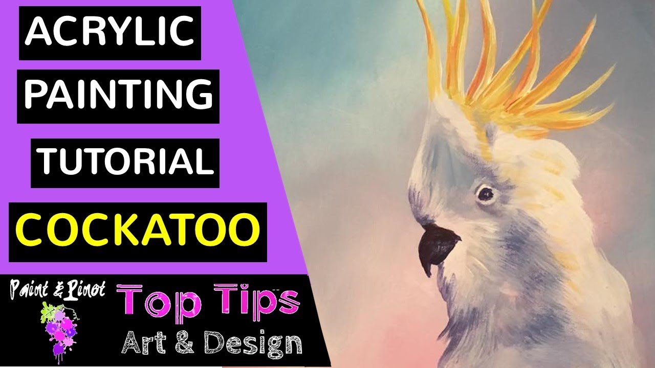White cockatoo acrylic painting - step by step guide