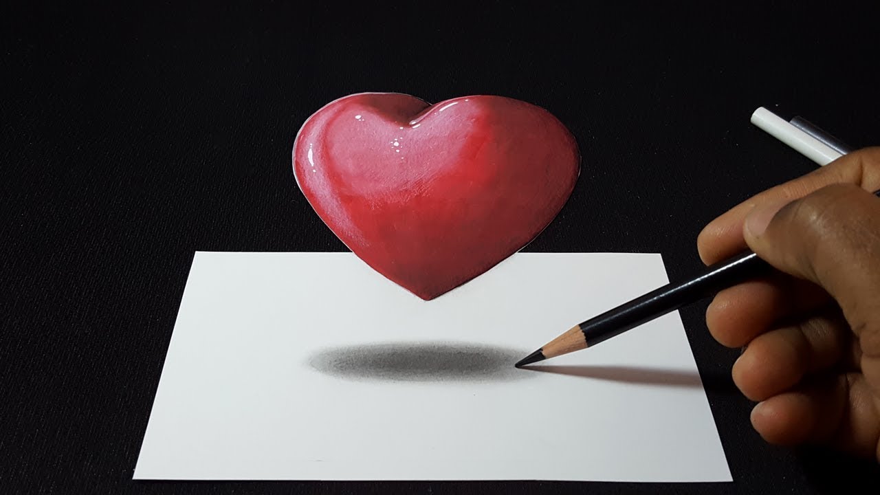How to Draw a 3D Floating Red Heart | Easy Trick Art