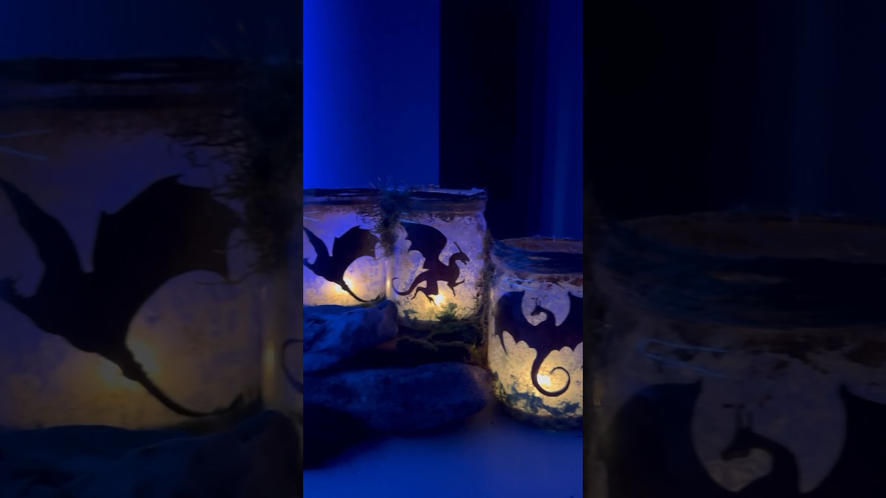 DIY Fairy Jar✨ with Dragons 🐉 #diycrafts #gameoftrones #homedecor #tutorial #diy #candlestick #diy
