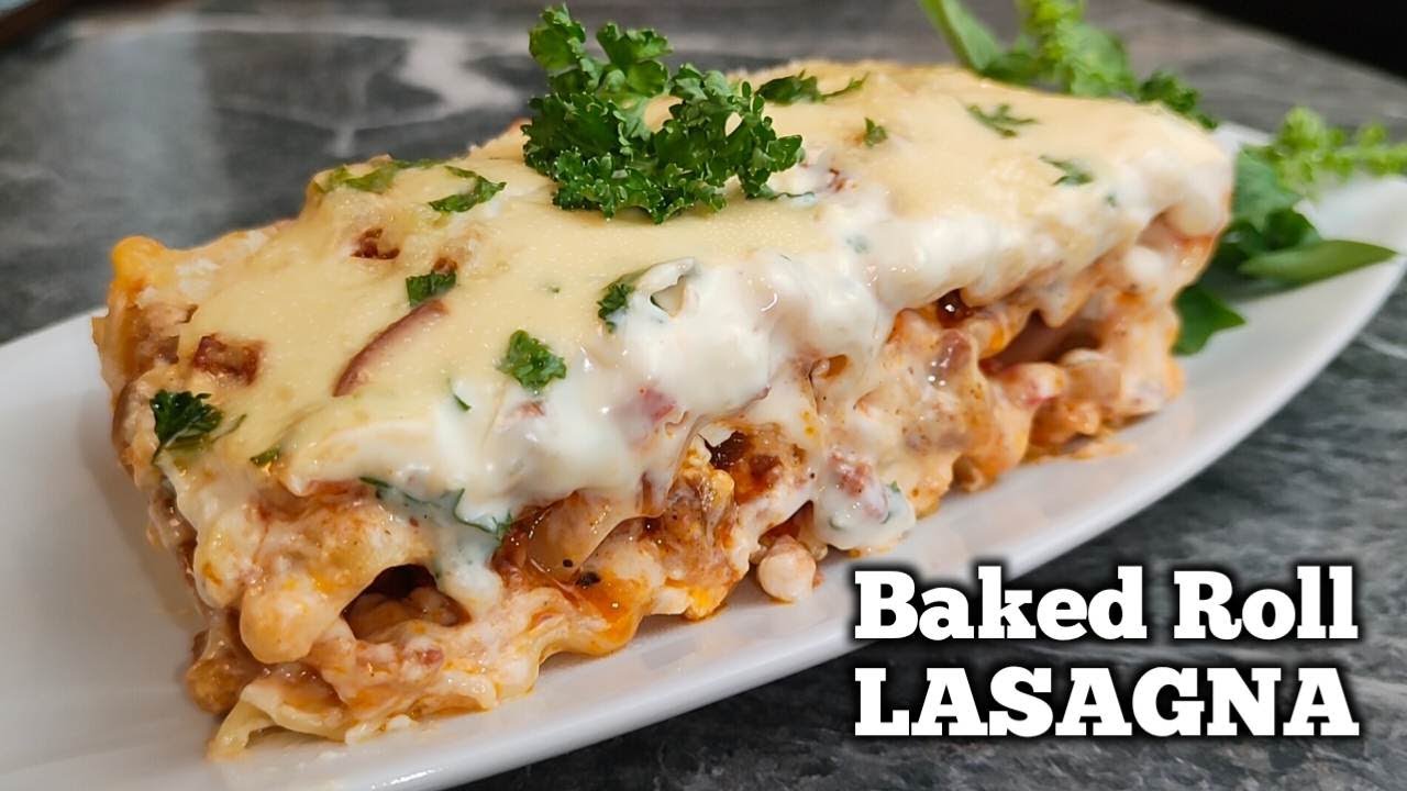 Baked Roll Lasagna with Cream cheese