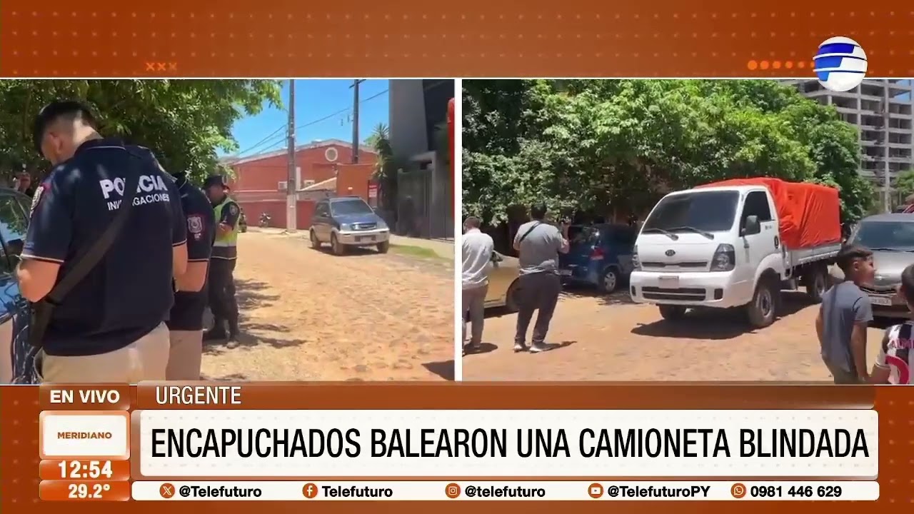URGENTE   Encapuchados balean una camioneta blindada en Asunción