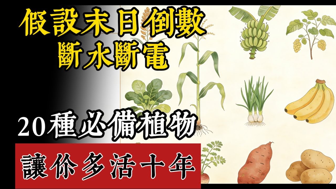 別等餓死才後悔！這 20 種植物徹底打破你的認知，揭開人類生存的最深層祕密。#末日生存 #植物排行榜 #生存指南#紅薯 #土豆 #韭菜 #菌類 #藻類 #竹子 #甘蔗 #木薯 #高粱